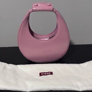 STAUD Pink Mini Moon Crescent Top Handle Bag